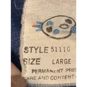 Vintage 70s Hot Air Balloon Smock Vest Blue Chambray Rainbow‎ Snap Front Top thumbnail 8
