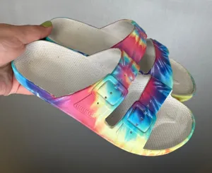 Freedom Moses Tie Dye Two Strap Slide Sandals Multicolor Women 36/37 thumbnail 1