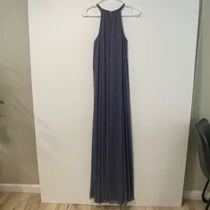 David’s Bridal Long High Neck Mesh Gown | Pewter | Size 6 | Formal Bridesmaid Pr thumbnail 2