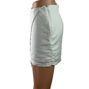 Abercrombie & Fitch Womens White Linen Blend Side Zip Wrap Mini Skirt Skort Sz S thumbnail 3