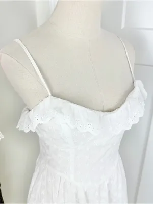 Lulus Lovely Weather Eyelet Bustier Dress White Sz L NWT thumbnail 6