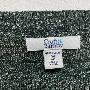 Croft & Barrow Knit Blouse Women 2X Green 3/4 Sleeve Preppy Casual Galaxy Stripe thumbnail 3