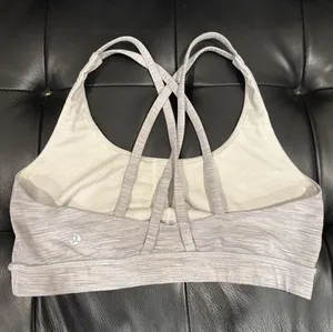 Lululemon Heathered Gray Stripe Energy Sports Bra thumbnail 1