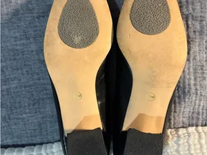 Hillard & Hanson Black Leather Square-Toe Low Block Heels Size 7.5 thumbnail 6