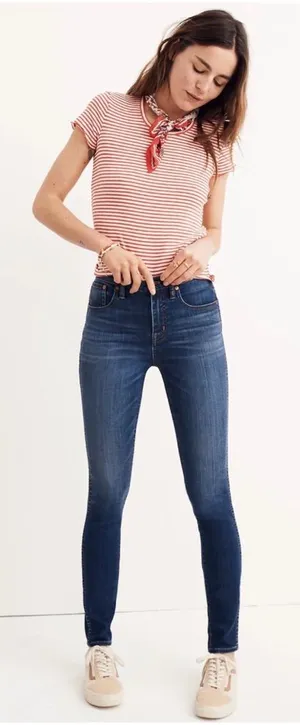 Madewell 10" High-Rise Skinny Jeans in Danny Wash: TENCEL™ Denim Edition thumbnail 1