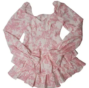 flouncy ruffly girly tiered off the shoulder corset style long sleeve dress xs thumbnail 8