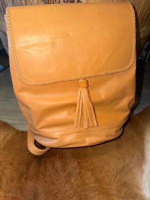 $258 Sensea Real Leather Moss Backpack Tan Boho Tassel Large Full-Size thumbnail 3