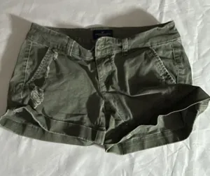 American Eagle Women's Olive Green Midi Stretch Cuffed Shorts Size 0 thumbnail 1