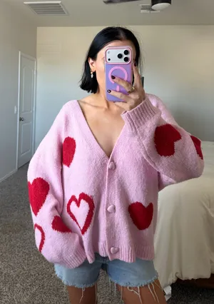 Pink heart cardigan thumbnail 1