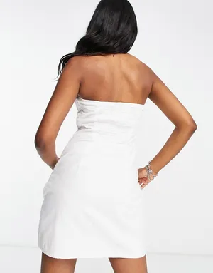 Bershka Lace-Up Strapless Corset Detail Mini Dress thumbnail 4