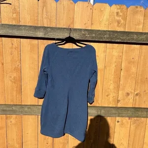 UGG Scoop Neck Mini Blue Fleece Dress Size Medium Warm 3/4‎ Sleeve Winter Fall thumbnail 6