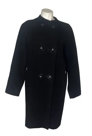 BOGNER Black Coat Virgin Wool Cashmere Blend Double Breasted Womens Size 8 EU 38 thumbnail 1