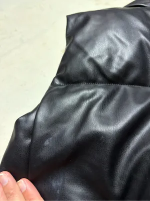 Zara Black Puffer Vest Jacket faux leather small thumbnail 7