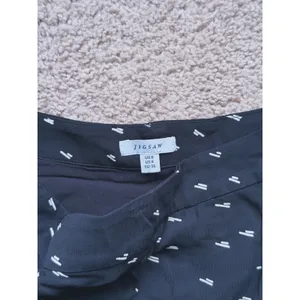 Jigsaw Chiffon Polka Dot Dash Ruffle Midi Skirt Size 4 Black Preppy Quiet Luxury thumbnail 4