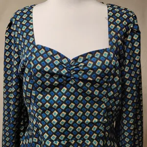 Band of the Free Geometric Mini Dress Womens Size L‎ Boho Milkmaid Mod PinupNWT thumbnail 2