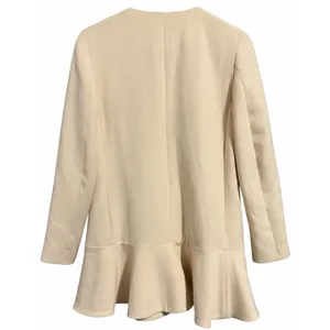 Zara Double Breasted Ruffle‎ Bottom Pea Coat Women's Size XS thumbnail 2