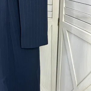 Dress Barn Pinstripe Long Line Blazer‎ Jacket Blue Tan 10 Suit Coat thumbnail 7