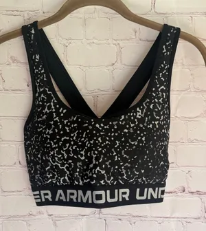 Under‎ Armour Black and White Speckled Sports Bra Woman’s Size Large thumbnail 1