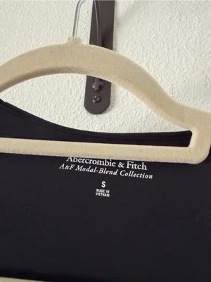 Abercrombie & Fitch Black Modal-Blend Long Sleeve Ruched Square Neck Dress thumbnail 8