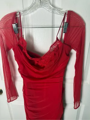 House of CB Katarina Scarlet Long Sleeve Maxi Dress S thumbnail 5