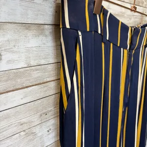 NWT Maeve Anthropologie Womens 6 Pants Wide Leg Navy/Marin Mustard White Striped thumbnail 3