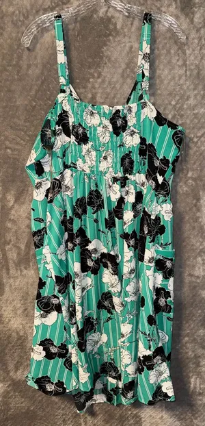 Mlle Gabrielle Floral Striped Button-Front Midi Dress Size 2X thumbnail 8