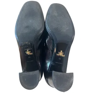 Prada Saffiano Vernice Square Toe Buckle Block Heel Pumps Black EU 38 US 8 thumbnail 6