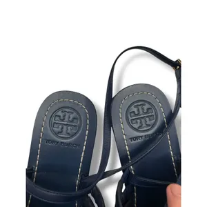 Tory Burch Marguerite Sandals 8 Navy Leather Floral Summer Casual‎ Boho thumbnail 12