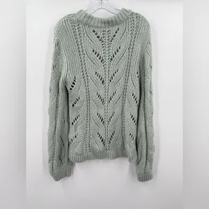 Abercrombie‎ & Fitch Women's Pointelle Mint Green Chunky Knit Sweater Size M thumbnail 3