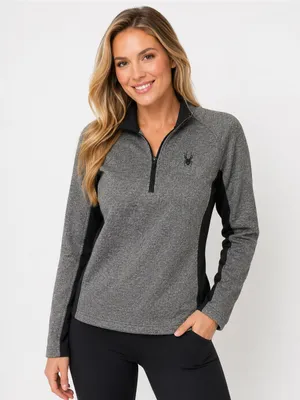 Spyder Women’s XL Gray Black Quarter Zip Pullover Sweater Athletic Top thumbnail 1