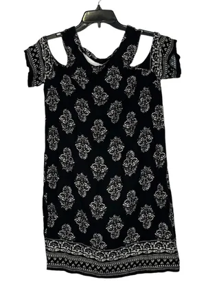 Hollister Dress Size‎ Small Black White Floral Pattern SS Open Shoulder thumbnail 1