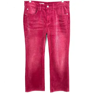 Anthropologie Pilcro Yaya Mid Rise Corduroy Cropped Flare Jeans Pink Rose 29 thumbnail 2