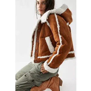 Free People Western Bohemian Vegan Suede Exchange Shearling Jacket Coat Small thumbnail 3