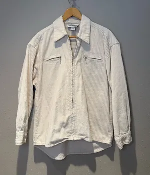 Vintage Chazzz Credentials Cream Corduroy Zip Front Jacket Shacket size small thumbnail 1