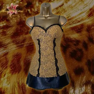 XOXO Tan & Black Lace Bustier Style Cami thumbnail 2