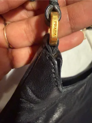 Prada Black Leather Hobo with Gold Chain Accent and dust bag . thumbnail 14