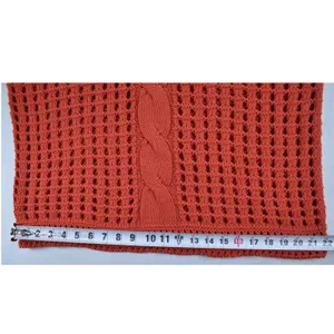 Free People Womens Burnt Orange Open Knit Cable Mock Neck Pullover Sweater thumbnail 6