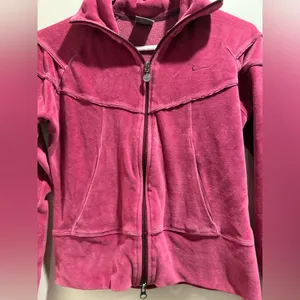 VTG Y2K Women’s Nike Velour Track Pink Zip-Up‎ Jacket Size Small thumbnail 2