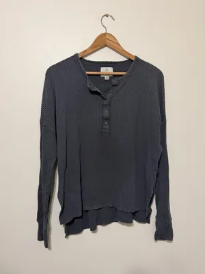 OFFLINE By Aerie Wow! Waffle Henley Long Sleeve Top size small gray thumbnail 2