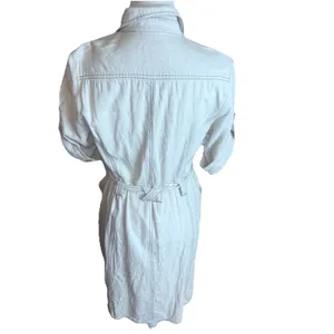 Ambiance Apparel Tan Linen Blend Shirt Dress sz S belted safari utility thumbnail 4