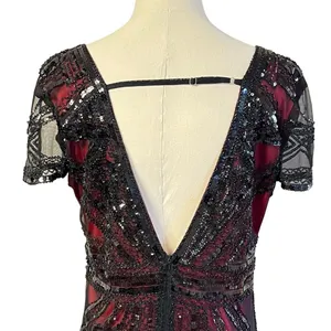 Womens Whimsigoth Dark Fairy Sequin Mesh Dress Size L Black Red Y2K 20s HOCO thumbnail 5