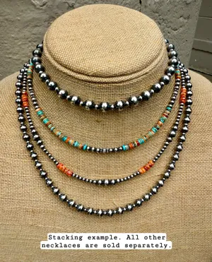 18” 3-6mm Navajo Style Sterling Silver Pearls Necklace thumbnail 8