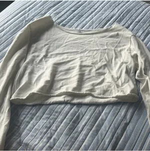 Brandy Melville White Long Sleeve Top Crop thumbnail 1