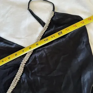 SATIN EFFECT RHINESTONE DRESS BLACK - REF. 0881/219 New without tag XS thumbnail 5