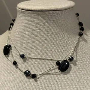 White House Black Market 18" Multi-Strand Black Bead Necklace thumbnail 10