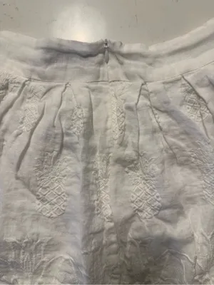 Cara Cara White Linen Eyelet Mini Skirt XS Embroidered Lace Hem thumbnail 7