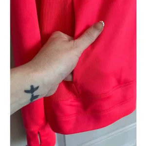 GapFit Womens XL Pink Red Full Zip Hoodie‎ Thumbhole Athletic Jacket Funnel Neck thumbnail 11