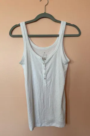 Aerie White Button-Front Tank Top thumbnail 1