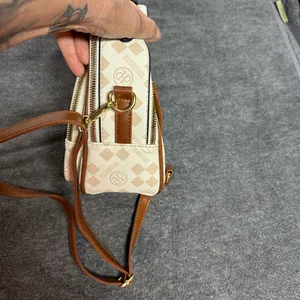 Elegant Tan and Cream Backpack Brown thumbnail 4