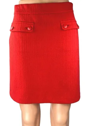 Ann Taylor LOFT Women's Red Textured Pocket Mini Straight Pencil Skirt Size XS thumbnail 1